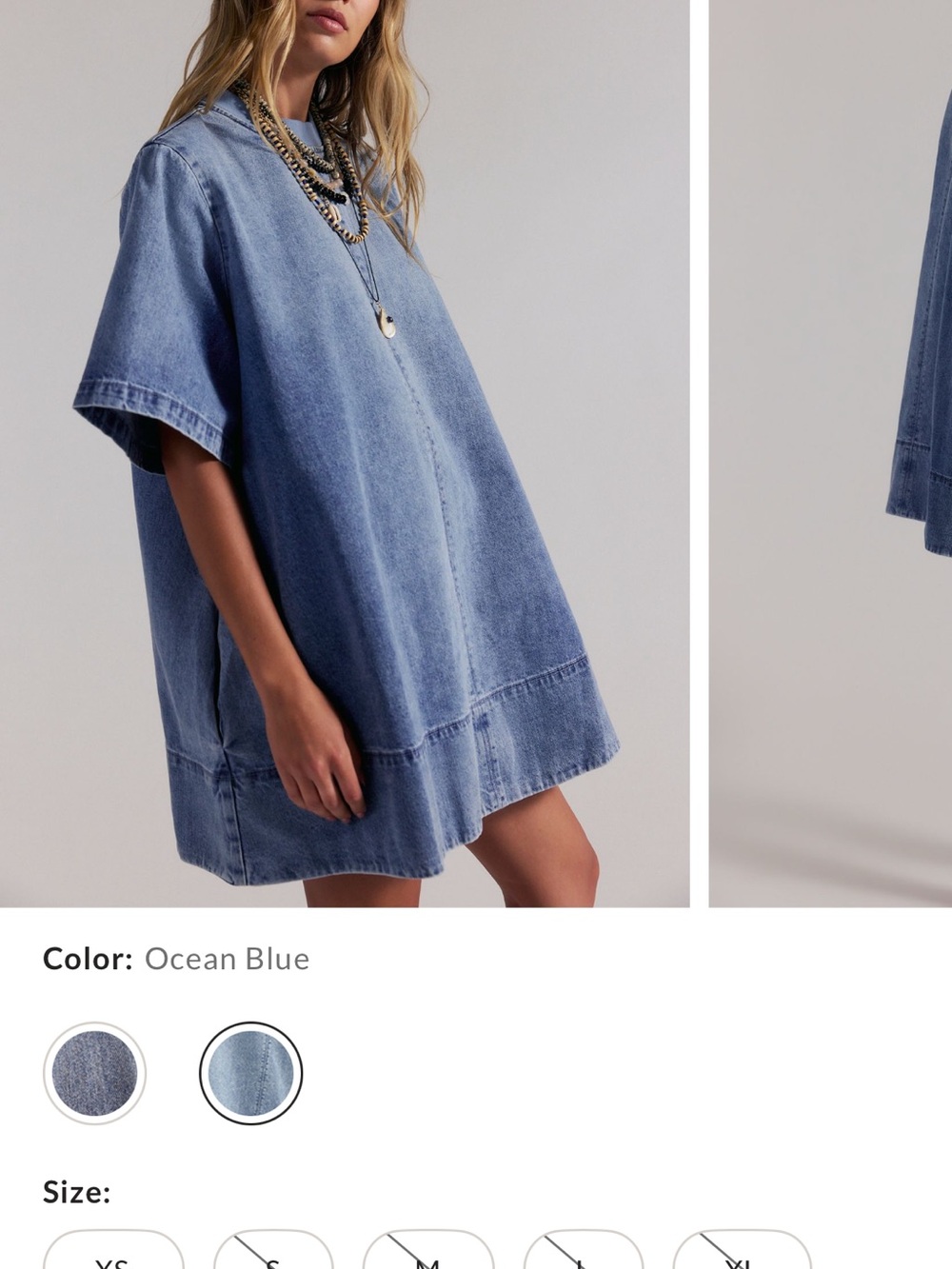 Free People Harlow Ocean Blue Denim Shift Dress